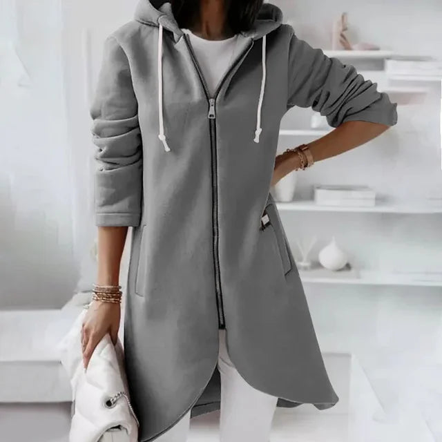 Valenzora | Hooded cardigan with curved hem