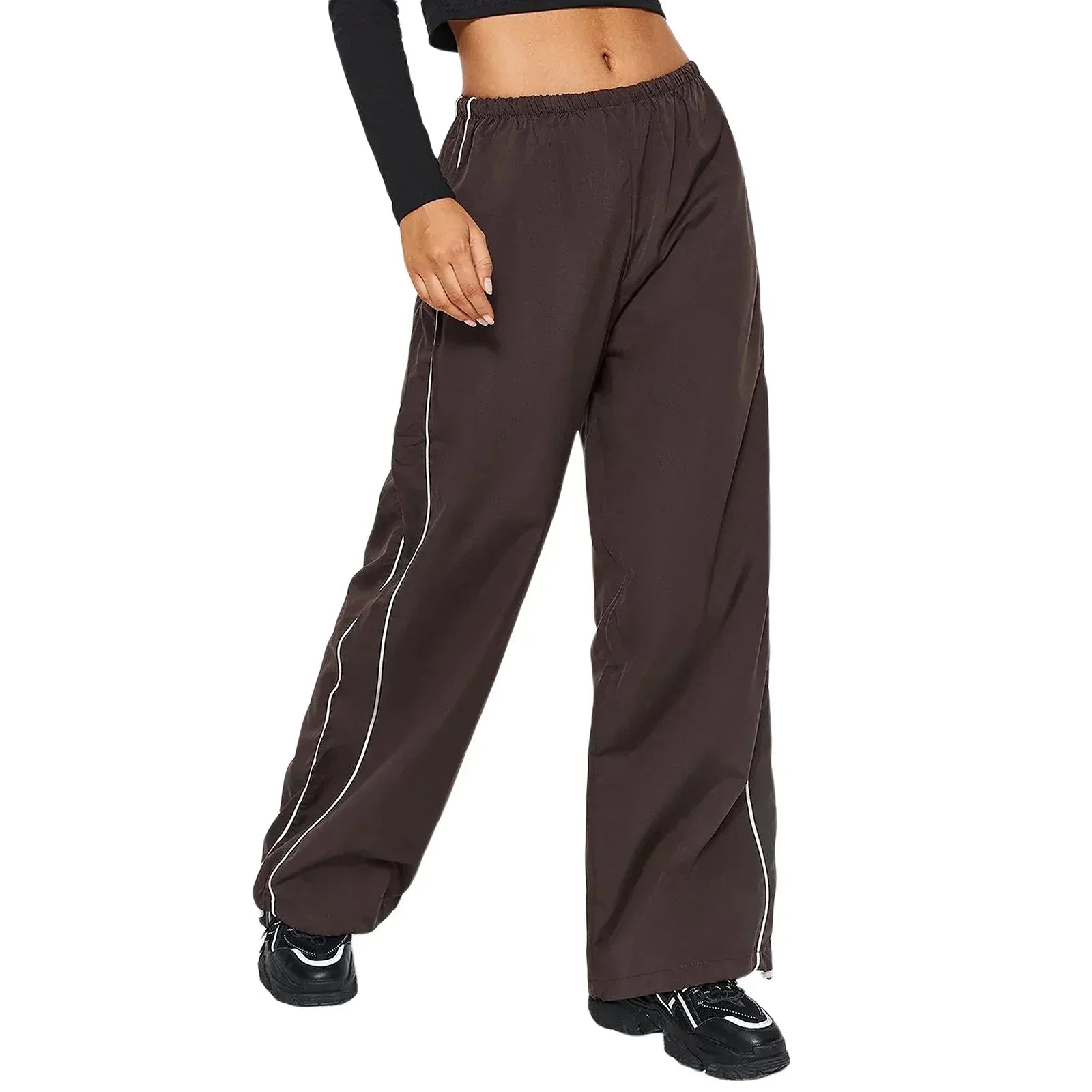 Valenzora | Women's Y2K Elastic Waist Cargo Pants Loose Solid Color Jogging Pants Tracksuit Bottoms with Pockets Streetwear