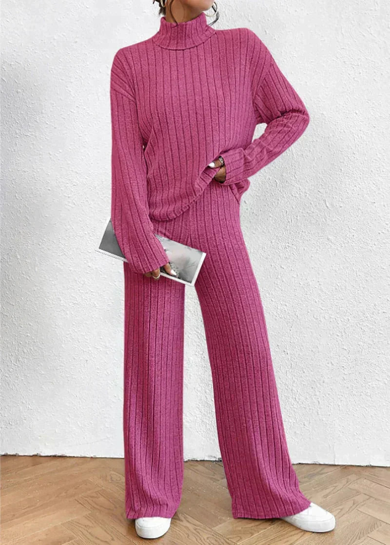 Darlene™ - Knit trousers and roll-neck sweater for women