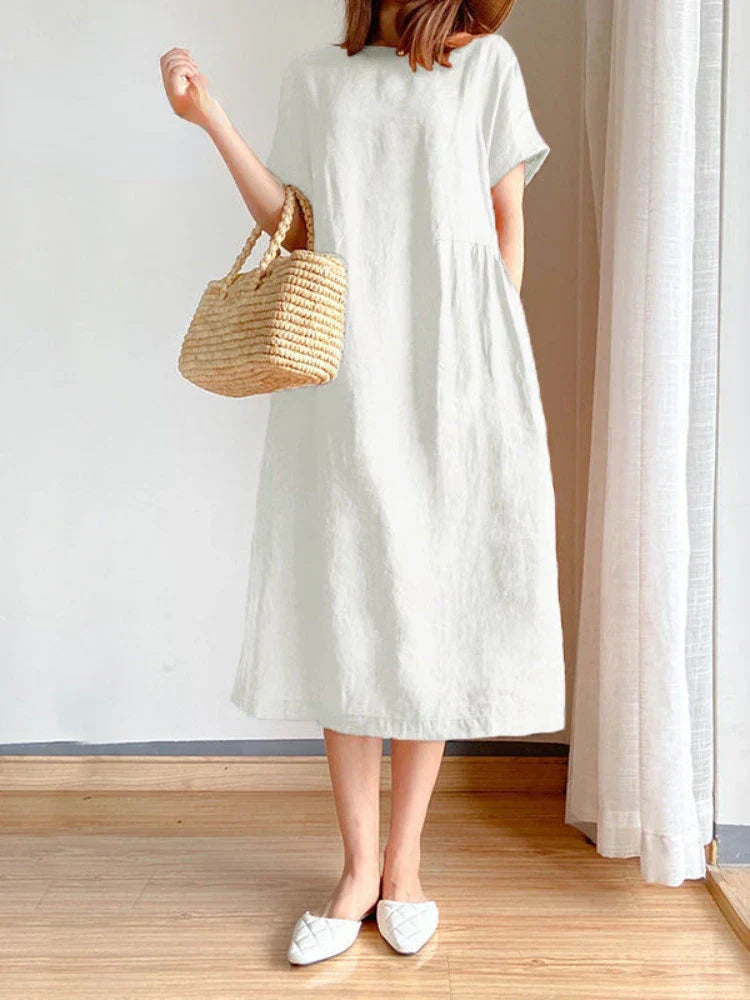 Valenzora | Solid Color Midi Dress Made of