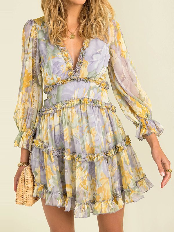 Valenzora – Einfaches Chiffonkleid mit Print