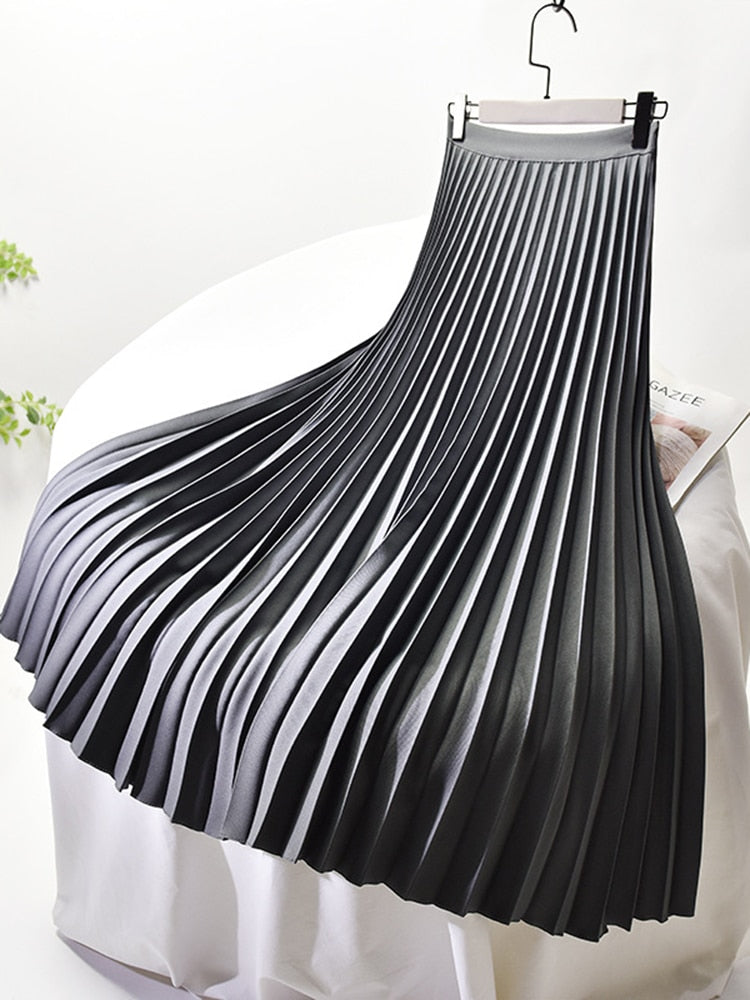 Valenzora Designer Damen Eleganter Schicker Plissierter Rock Hohe Taille Luxuriöse Mode