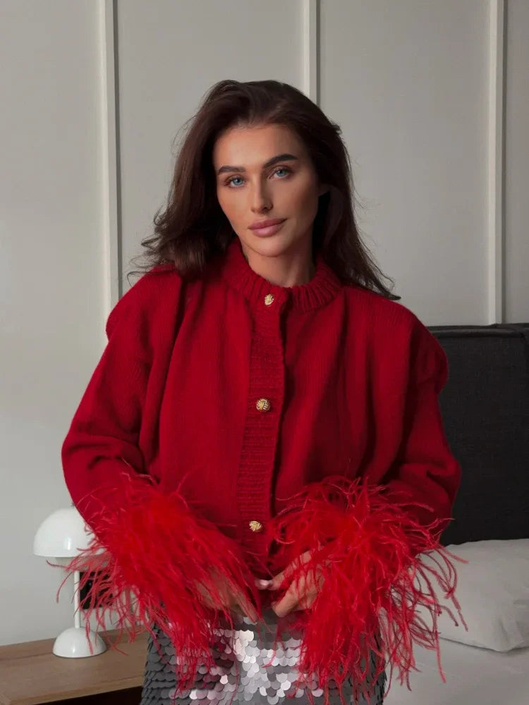 Valenzora | Schicke Feder-Strickjacke