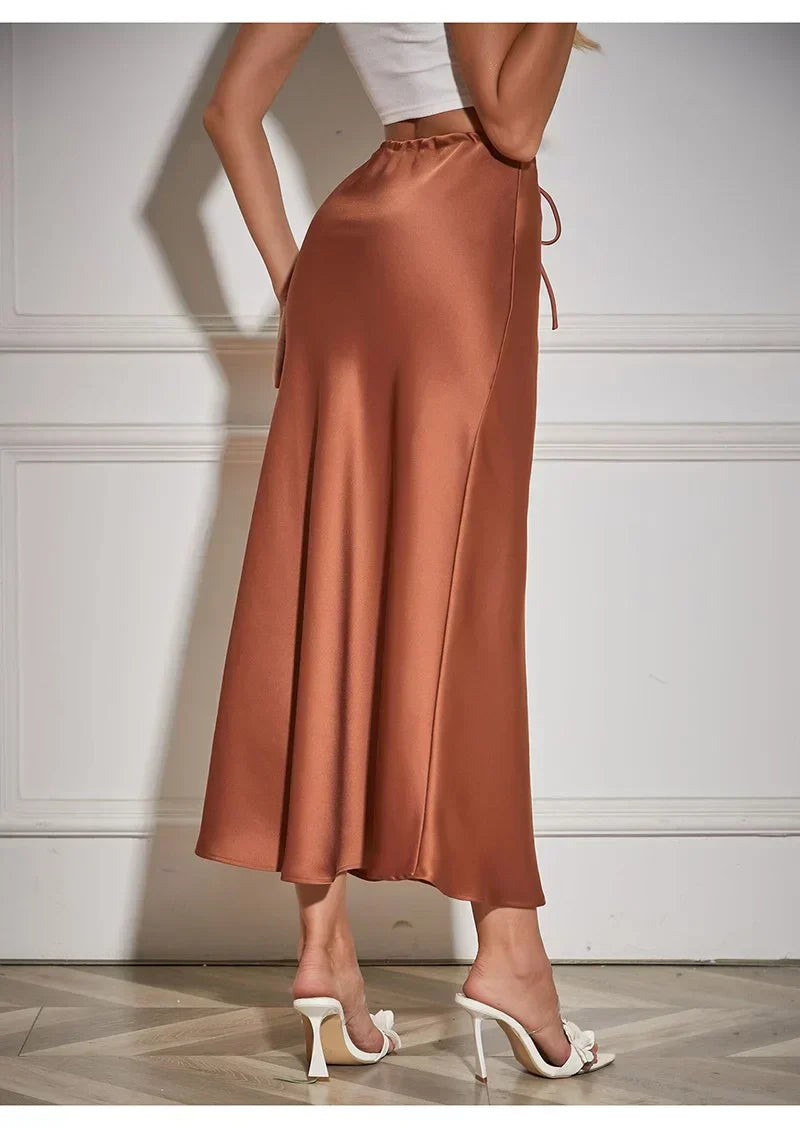 Clara™ – Maxirock aus Satin mit hoher Taille