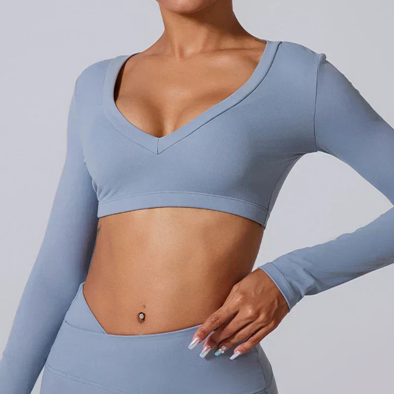 Valenzora | Women's long-sleeved sports top with V-neck