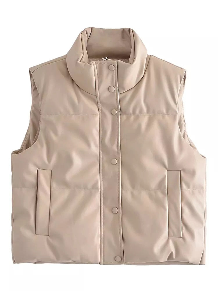 Valenzora Leather Jackets for Women | Elegant Stand-Up Collar Vests | Fashionable Zip-Up Jackets