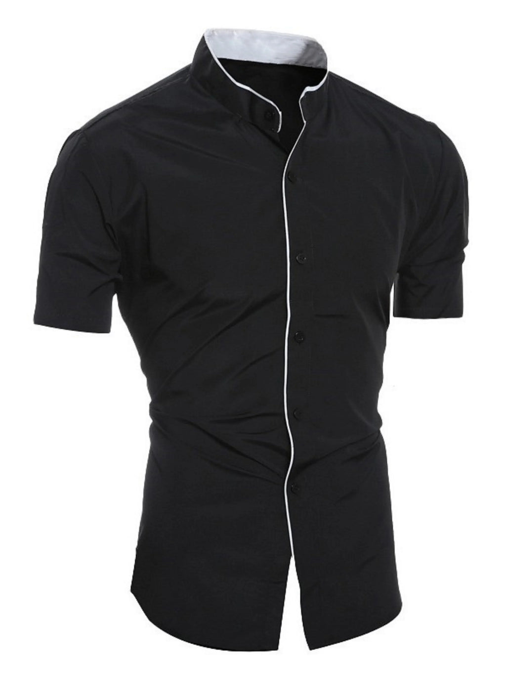 Valenzora | Slim Fit Stehkragen Kurzarmhemd Business Casual