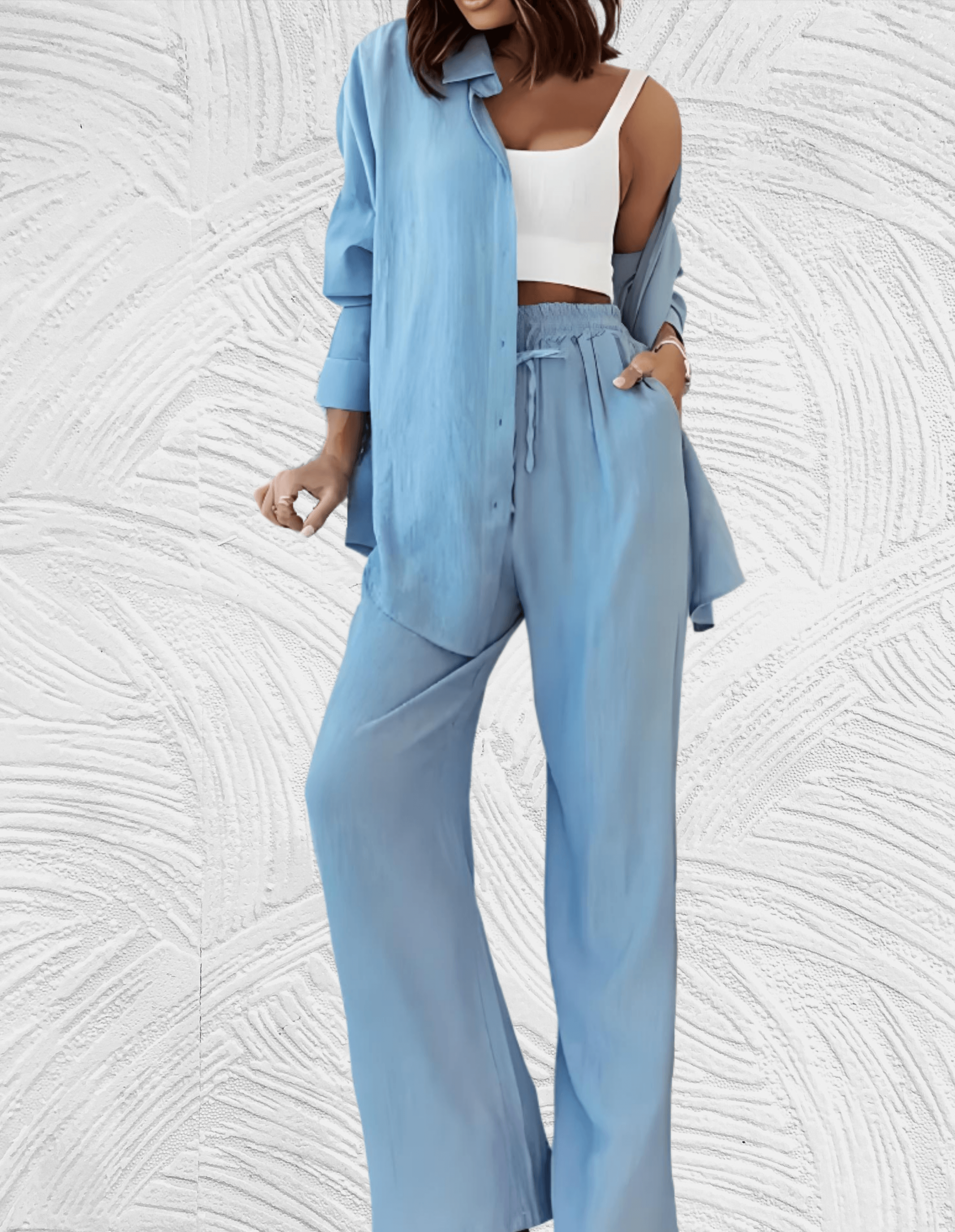 Valenzora | 2-piece set, consisting of a loose shirt and wide-legged trousers