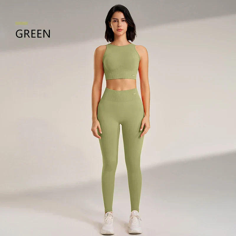 Valenzora | Seamless Yoga Set - High-Waisted Leggings & Top Two-Piece Fitness Outfit