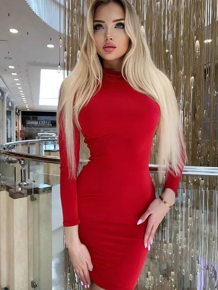Valenzora | Figure-hugging mini dress with long sleeves