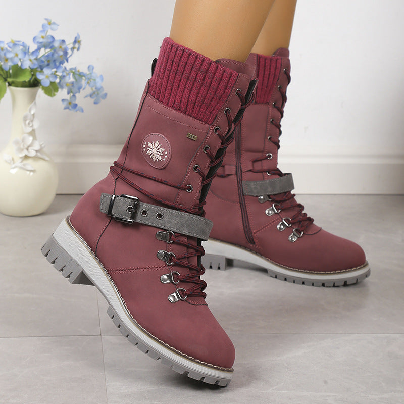 Valenzora | Moderne gestrickte Schneestiefel mit mittelhoher Sohle
