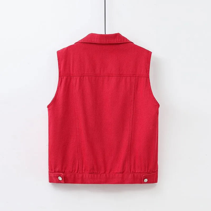 Valenzora | Casual denim vest with pocket detail