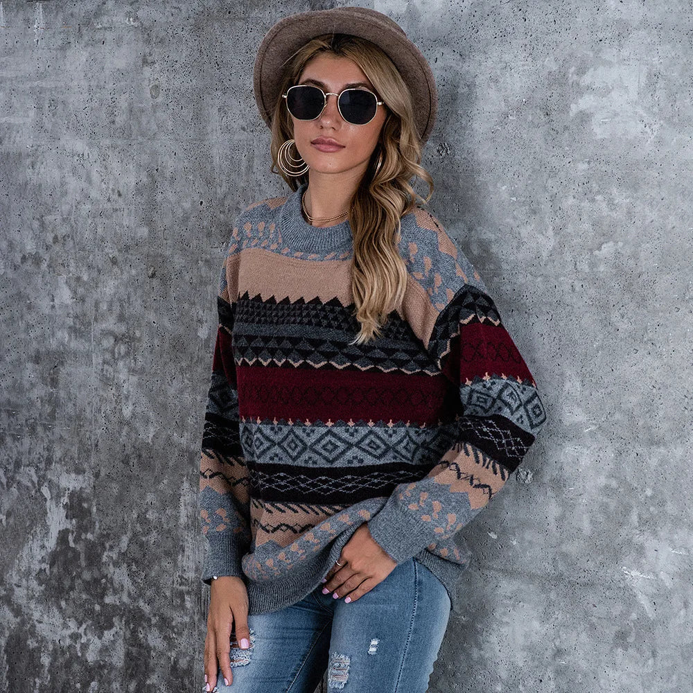Valenzora | Gestreifter Vintage-Strickpullover