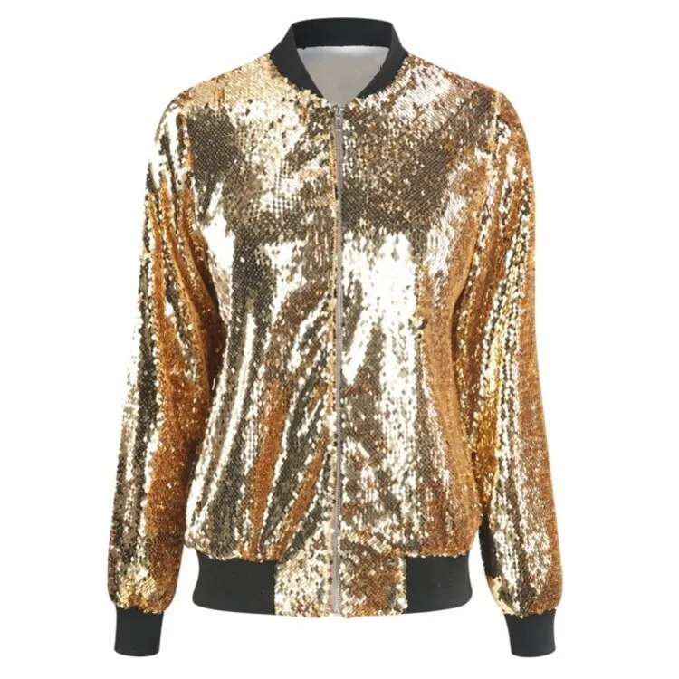 Valenzora | Sequined coat bomber jacket