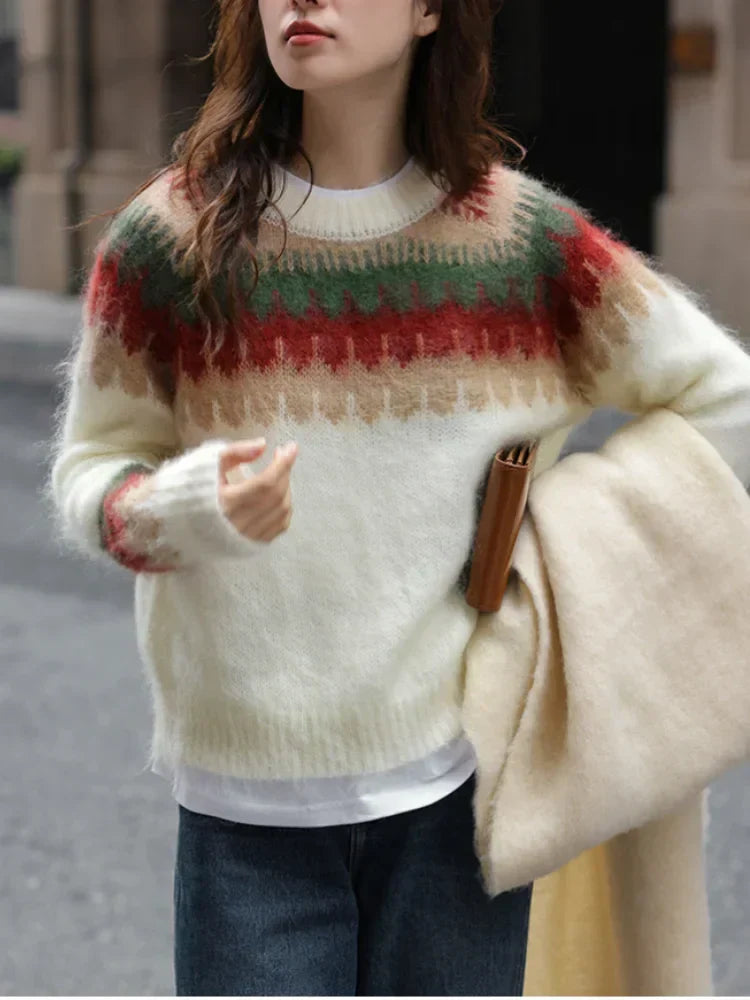 Valenzora - Ugly Christmas Sweater - Chunky knit sweater with retro pattern