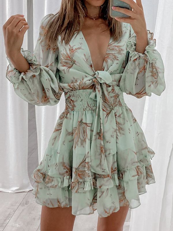 Valenzora – Einfaches Chiffonkleid mit Print