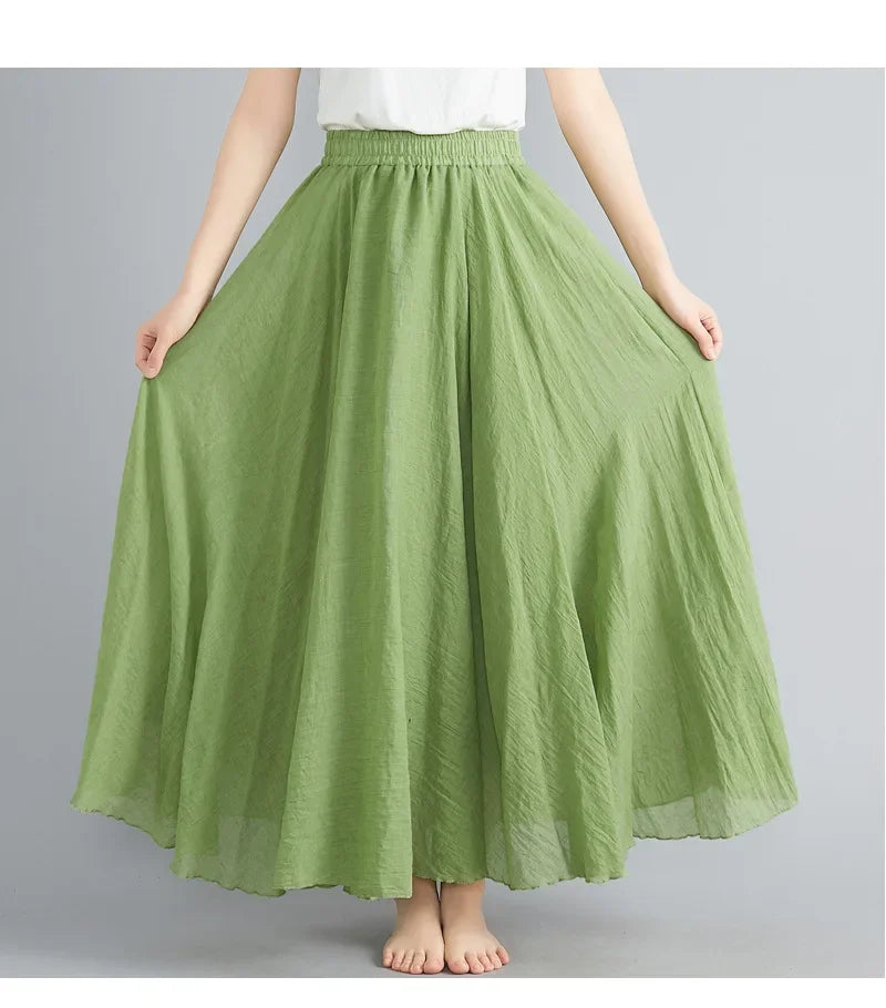 Valenzora | Fashion Cotton Linen Clothing Women's Skirts Maxi Y2K Elegant Beach Saia Ropa Mujer Casual Dress Boho Long Skirts Faldas Harajuku