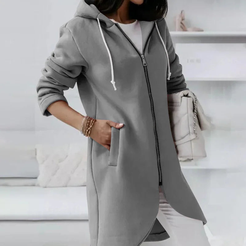 Valenzora | Hooded cardigan with curved hem