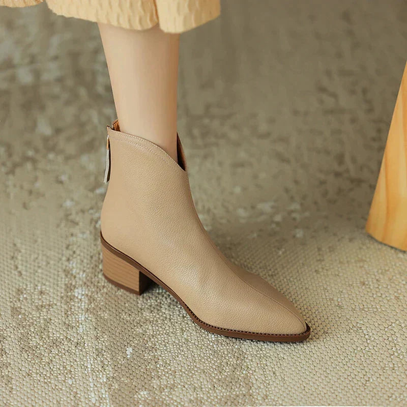 pointed leather boots