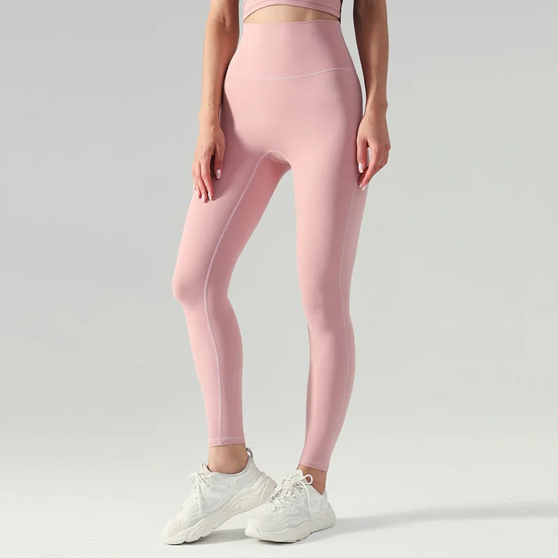 Valenzora | Emily Sportswear Naked High-Waisted Tight Yoga Pants Double-Sided Brushed Peach Butt-Lifting Running Sports Fitness Leggings