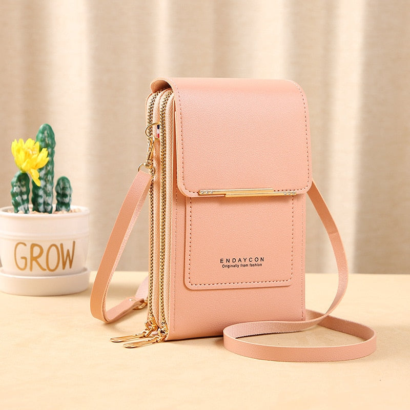 Valenzora Leather Smartphone Clutch | Women's Handbag with Touchscreen Window