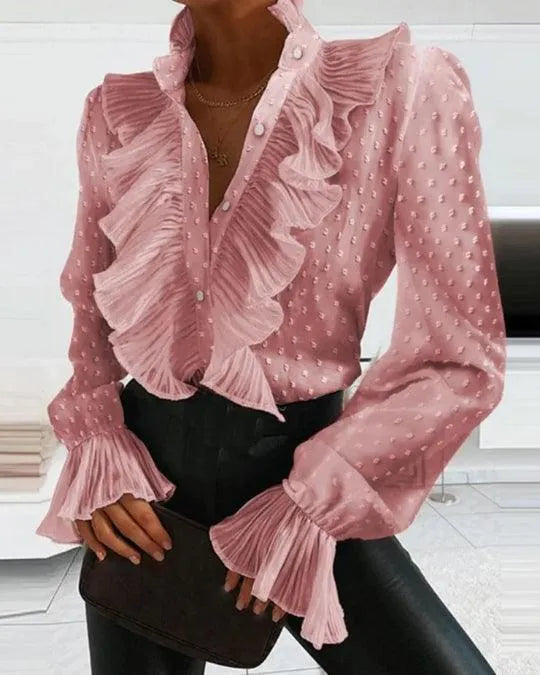 Valenzora | Blouse with ruffles and long sleeves.