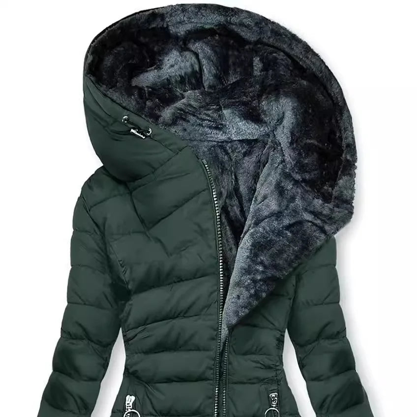 Valenzora - Women's winter coat - With fur collar, hood and zipper
