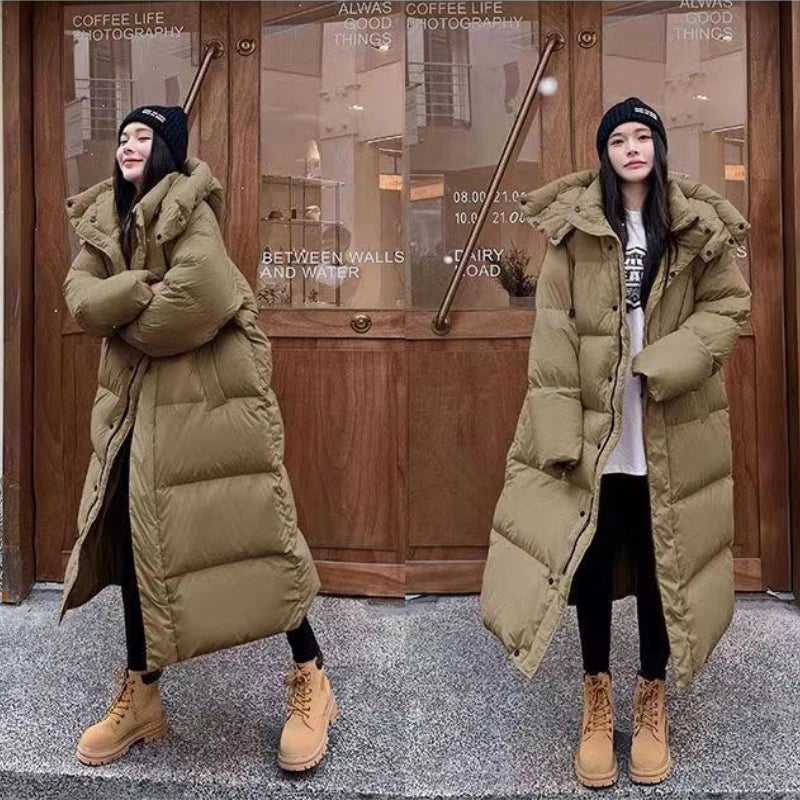 Valenzora | Long Stylish Down Jacket T-Shirt with Hood