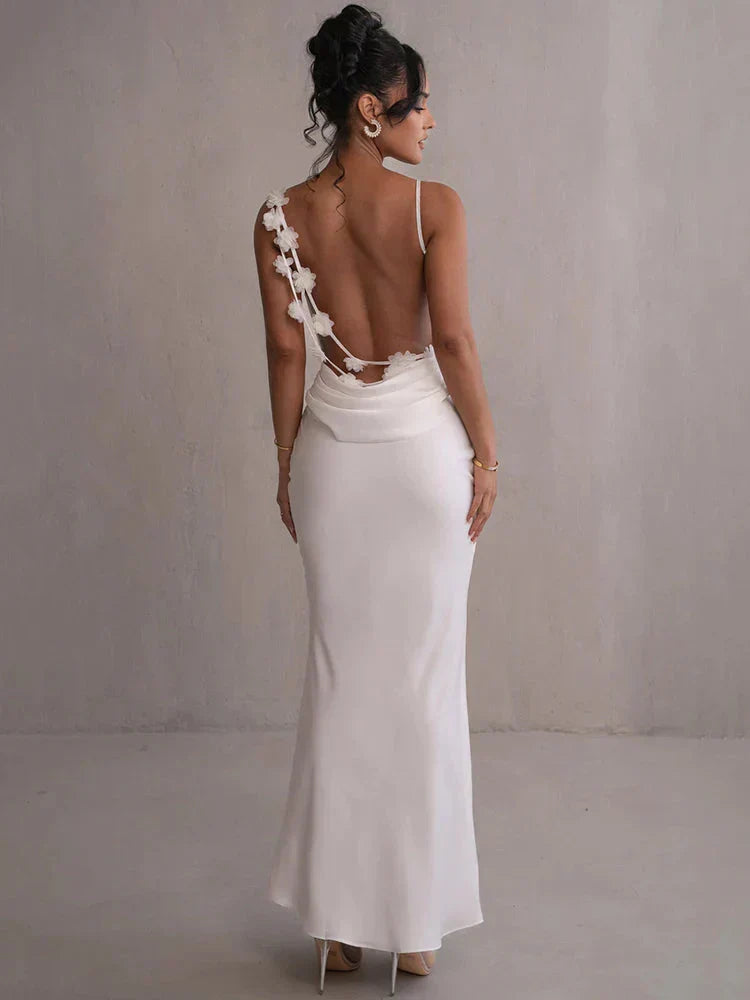 Valenzora | Satin dress with flowers