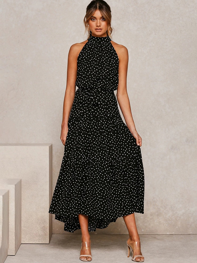 Valenzora | Polka dot halter dress
