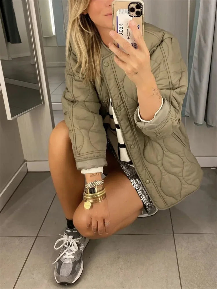 Valenzora - Quilted Oversized Jacket with Snap Buttons