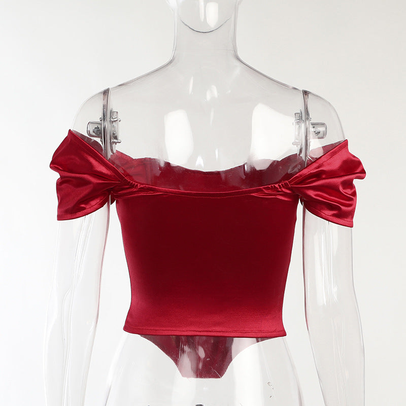 Valenzora | Satin top with puffed sleeves