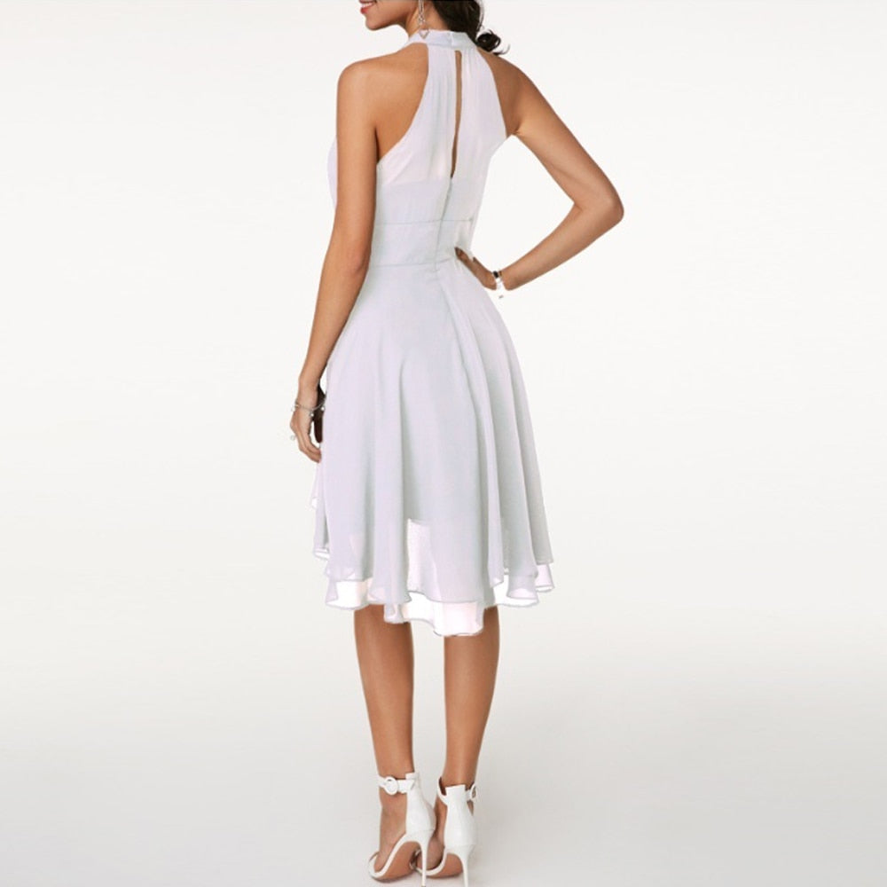 Valenzora | Casual sleeveless ruffled dress with round neckline