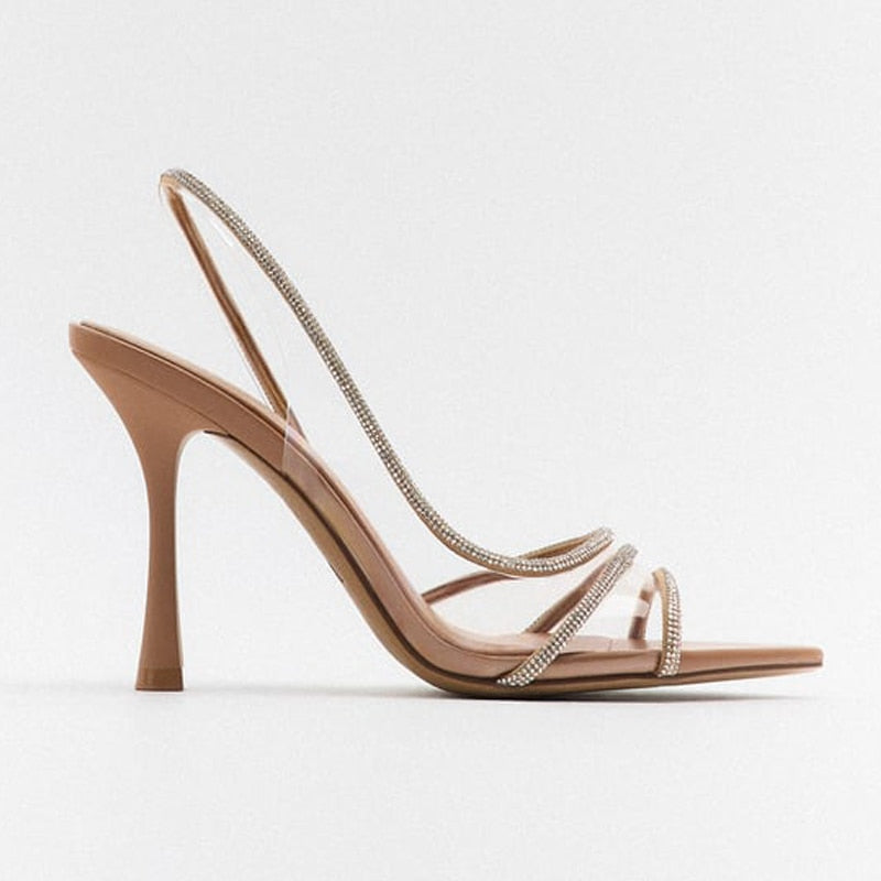 Valenzora Elegante Sandaletten mit hohem Absatz | Stiletto-Slingback-Peeptoe-Schuhe