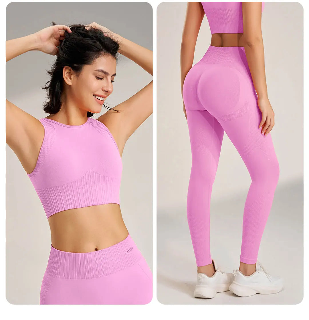 Valenzora | Seamless Yoga Set - High-Waisted Leggings & Top Two-Piece Fitness Outfit