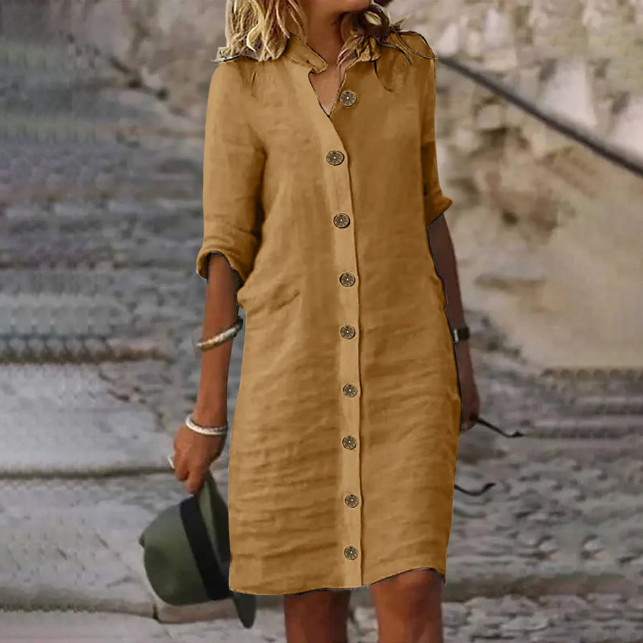 Valenzora | Flexibles Midi-Hemdblusenkleid