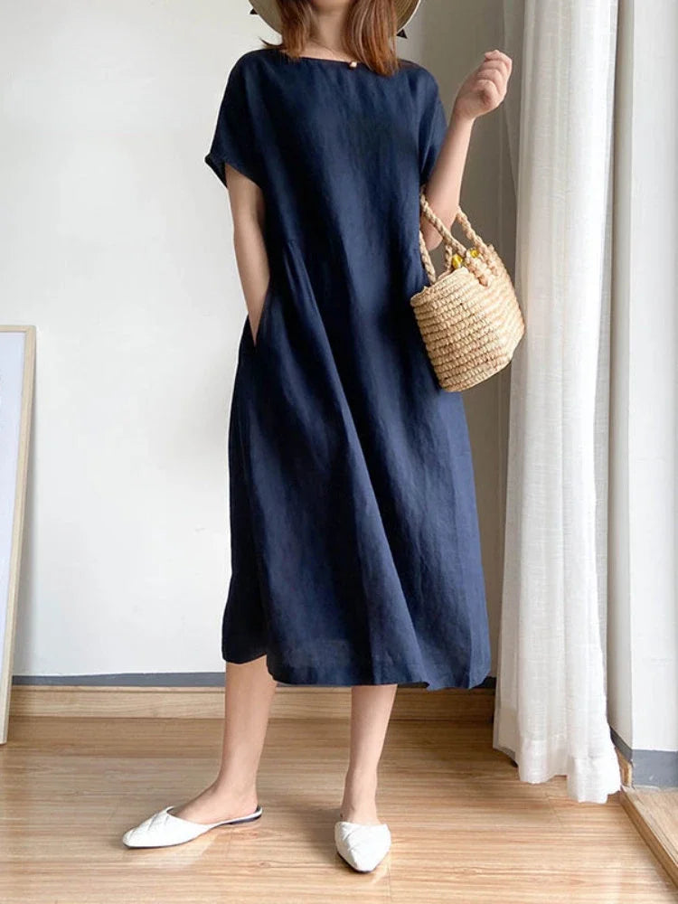 Valenzora | Solid Color Midi Dress Made of