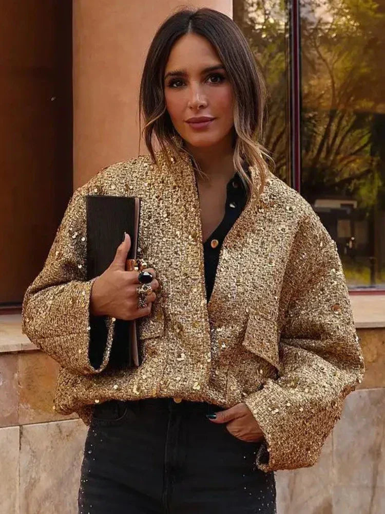Valenzora | Sequin bomber jacket