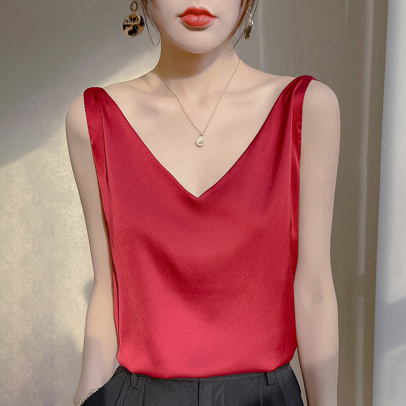 Valenzora | Sleeveless Satin Silk Top