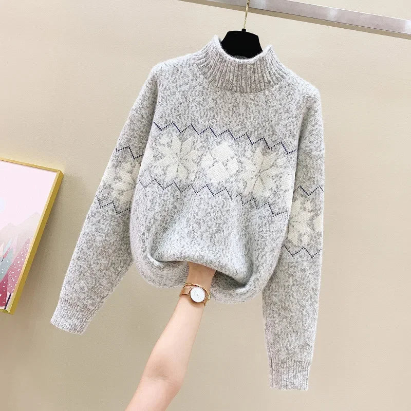 Valenzora - Ugly Christmas Sweater - Cozy Snowflake Turtleneck