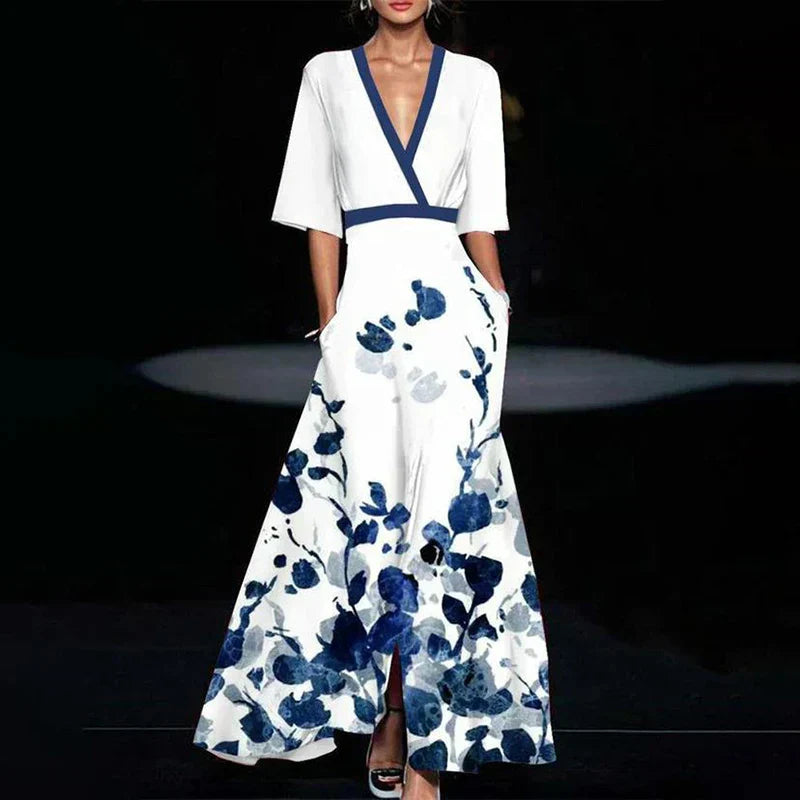Valenzora | Wrap Maxi Dress with a bold floral pattern for women