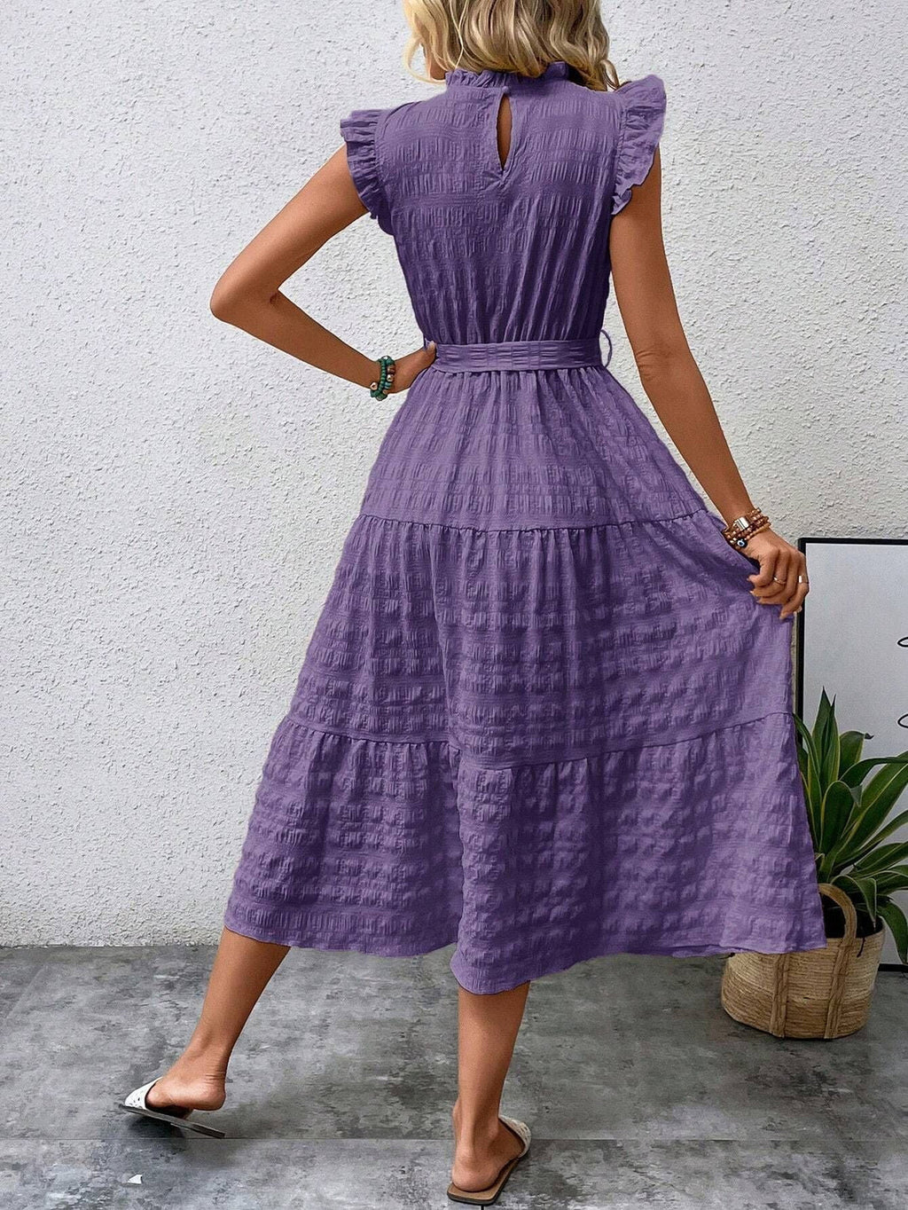 Valenzora | Cotton dress with ruffled sleeves