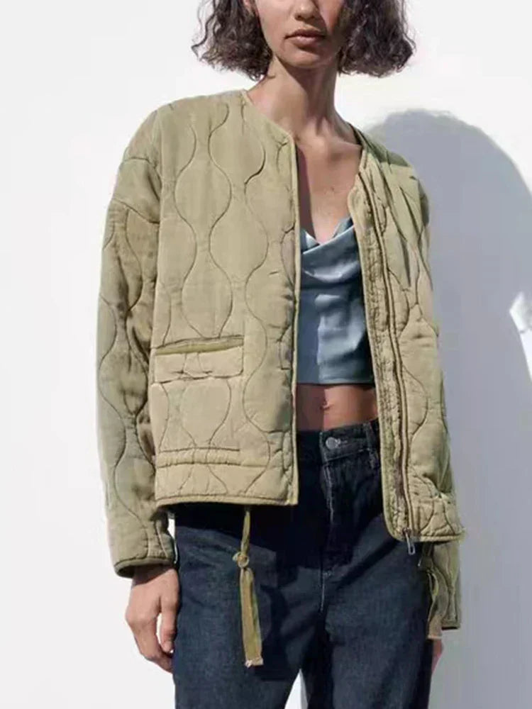 Valenzora | Padded solid-color zip-up jacket