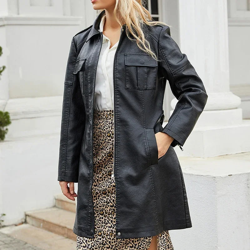 Slim jacket made of faux leather