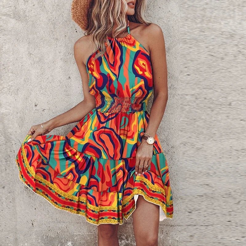 Valenzora | Stylish Summer Boho Halter Dress
