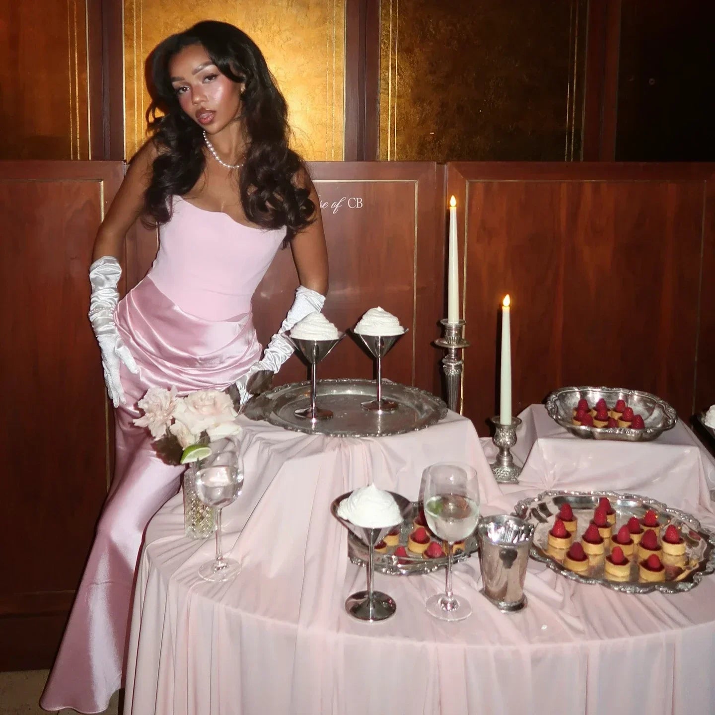 Valenzora | Strapless Pink Satin Ball Gown