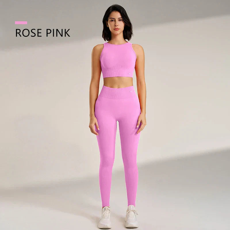 Valenzora | Seamless Yoga Set - High-Waisted Leggings & Top Two-Piece Fitness Outfit