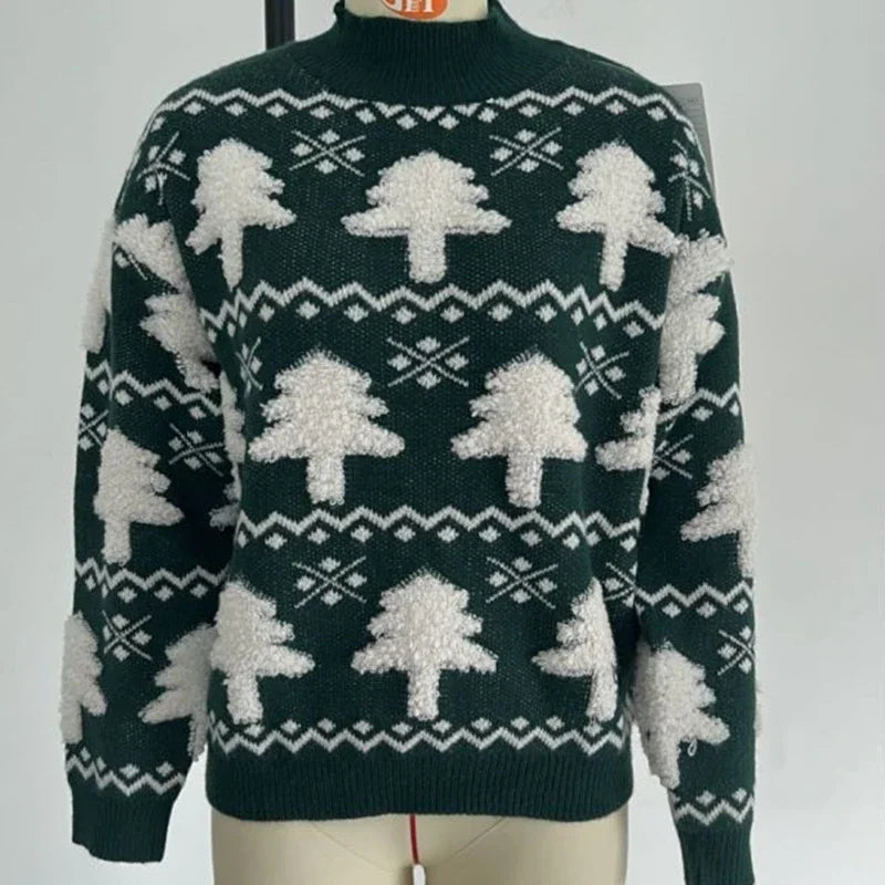 Valenzora - Ugly Christmas Sweater - Knitted sweater with 3D Christmas tree print