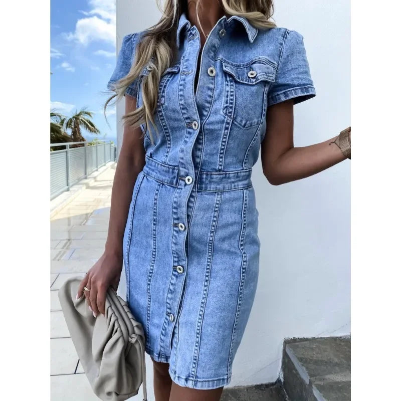 Valenzora | Ulrike Single-breasted denim dress
