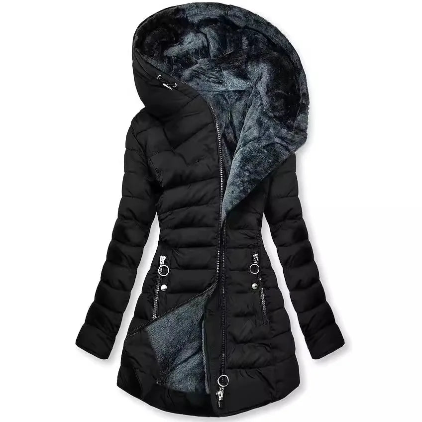Valenzora - Women's winter coat - With fur collar, hood and zipper